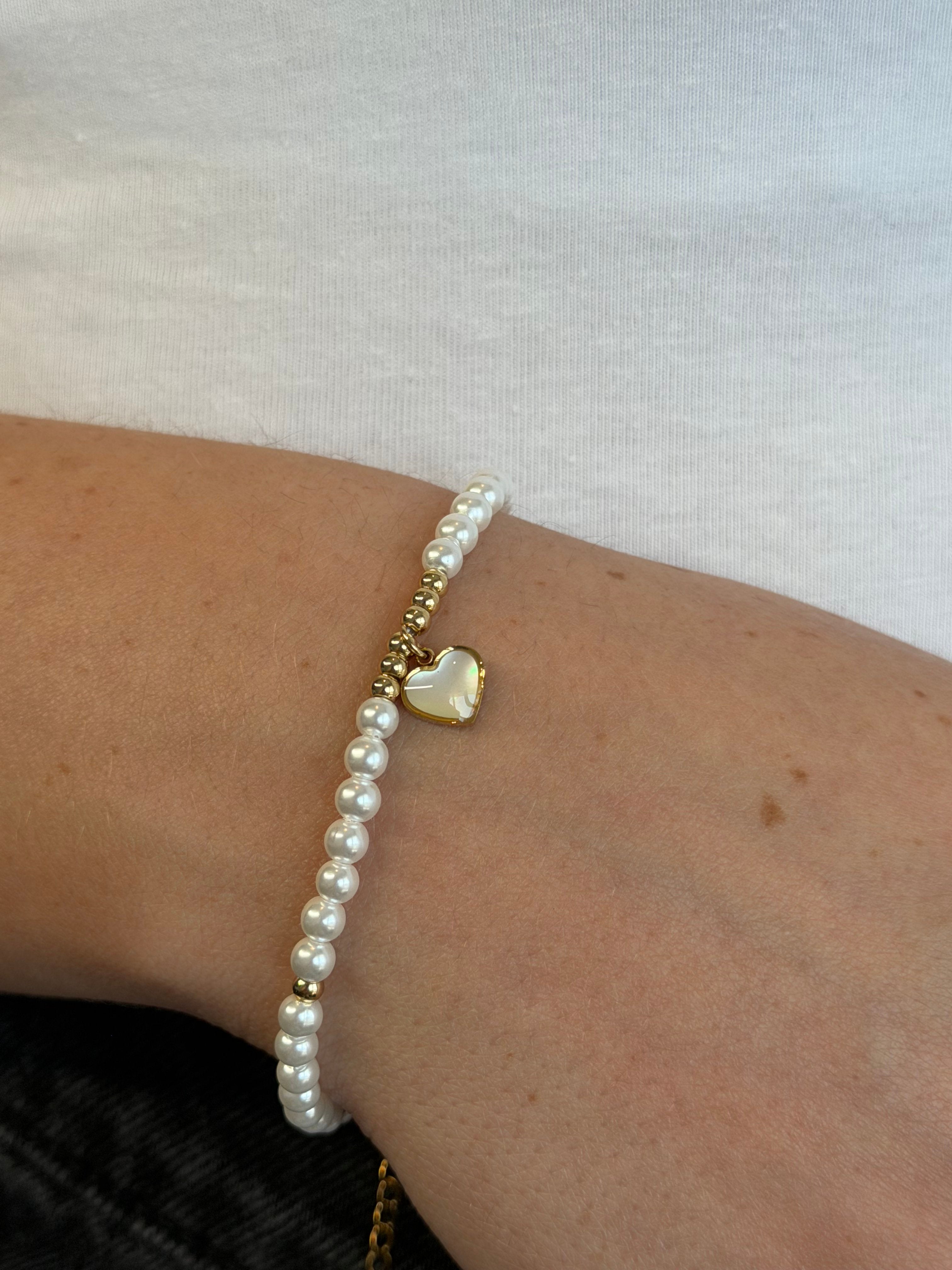Bransoletka Pearl Heart Gold